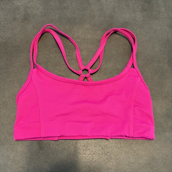 Onzie Women's Hot Pink Circle Cross Back Nylon Blend Yoga Sports Bra Size Small - Picture 1 of 6